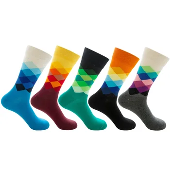 1 Pár Unisex Zimní Podzimní Šťastné Ponožky 2019 Bavlna Mužů a žen Posádky Skateboard Ponožky Vtipné barevné schéma Svatební Dárek Ponožku