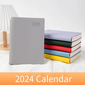 2024 Jednoduchý Program Obchodní Kancelář, Poznámkový Blok A5 Měkký Povrch Time Management Notebook Zahušťování