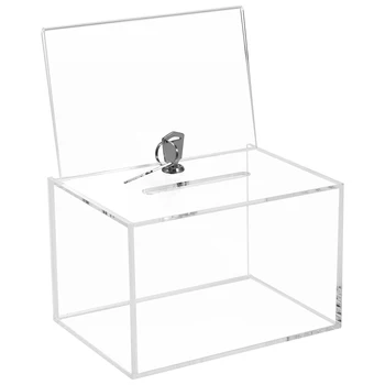 Akryl Darování Box se Zámkem Jasné urny s nápisem Držitel Přenosné Návrh Box Úložný Kontejner Víceúčelový Opakovaně