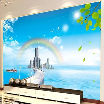 beibehang stereoskopického 3d tapety TV batoh wall paper hedvábí modrá obloha scenérie nástěnné malby 3d eco-friendly papel de parede