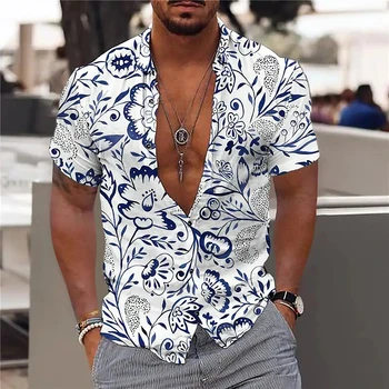 Letní Havajská Košile Pro Muže Nadrozměrných Legrační Tištěné Růžové Harajuku Neformální Dovolenou Topy Středověké Luxusní Oblečení Vintage Y2k