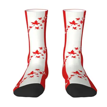Maple Leaf Kanada Vlajka Šaty Ponožky pro Muže, Ženy, Teplé Módní Novinkou Crew Socks